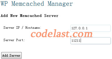 WordPress memcached manager add server