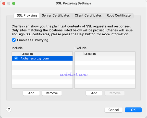 charles proxy ssl proxy settings